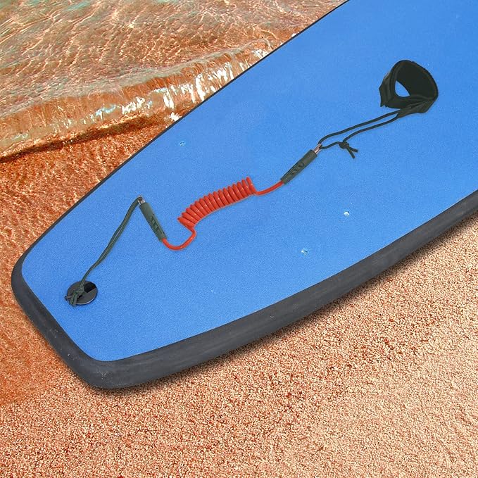 Bodyboard Leash Coiled Rope 4FT |Surf Accessories Replacement Surfboard Leash Red and Yellow-StrideForce Fitness