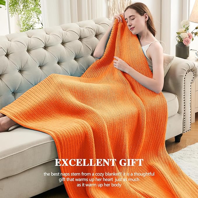 L'AGRATY Knitted Weighted Blanket - 48"x72" 15lbs Cooling Chunky Knit Heavy Blanket for Adults Braided Crochet Throw Thick Cable Yarn Knit Decorative No Beads Evenly Weighted Machine Washable-StrideForce Fitness