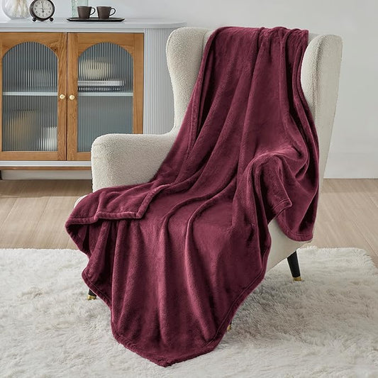 Bedsure Fleece Throw Blanket Burgundy Red - 300GSM Blankets for Couch, Sofa, Bed, Soft Lightweight Plush Cozy Throws for Toddlers, 50x60 inches-StrideForce Fitness