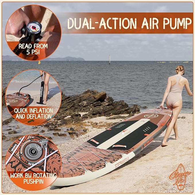 UPWELL 10'6"/11'/11'6" Inflatable Paddle Board, Stand Up Paddlboard for Youth & Adults, Stable Design, Premium SUP Accessories, Backpack, Leash, Hand Pump, Fins-StrideForce Fitness