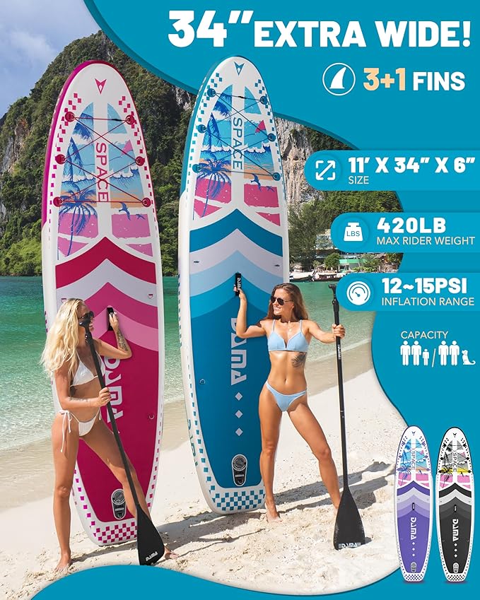 DAMA 11'*34"*6" Inflatable Paddle Board, Paddle Boards for Adults,Sup,Lightweight and Durable, Easy to Inflate, Versatile in Style, Fully Functional, Equipped w/High Grade Accessories.-StrideForce Fitness