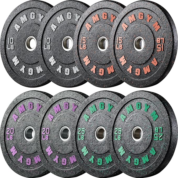 2 Inch Bumper Plates，10-500lbs，Barbell Rubber Olympic Weight Plates Set for Home Gym, Strength Training & Weight Lifting, Multiple Options Colors-StrideForce Fitness