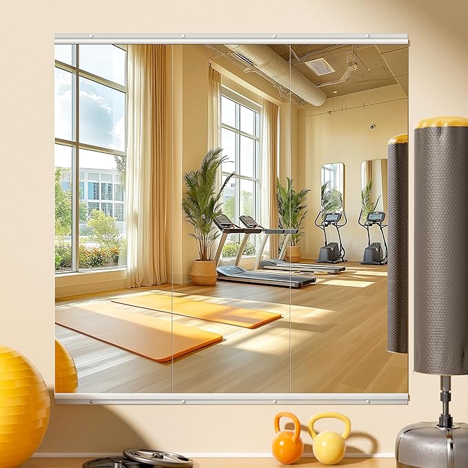 Hasipu Home Gym Mirror 51" L x 17" W - 3PCS Large Full Body Mirror for Yoga, Wall-Mounted Mirrors for Fitness, Garage, Dance Studio, 0.16in Tempered Glass Frameless-StrideForce Fitness