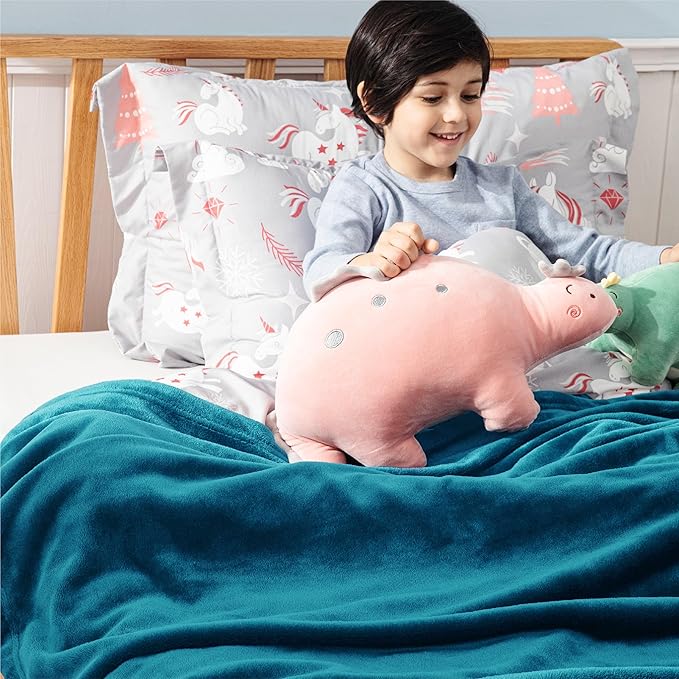 Bedsure Bedding Fleece Blanket for Girls and Boys - Soft Cozy Cute Small Throw Blankets for Travel, 43x55 Inches,Teal Blue-StrideForce Fitness