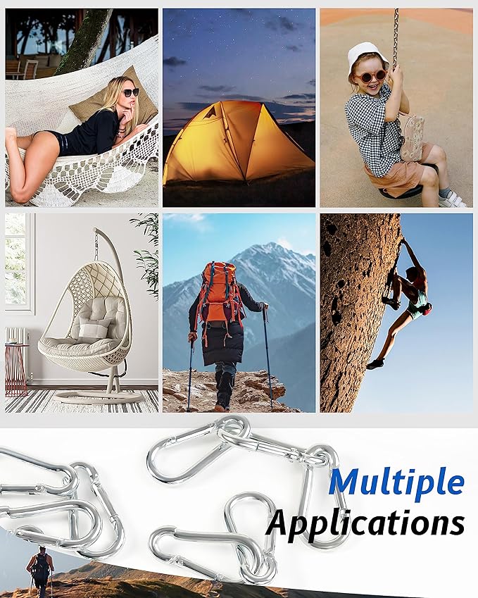 Small Carabiner Clip, 30pcs 1.57inch Mini Carabiners Clips, M4 Stainless Steel Spring Snap Hook Heavy Duty, Locking Carribenares for Climbing Hiking Camping Fishing-StrideForce Fitness