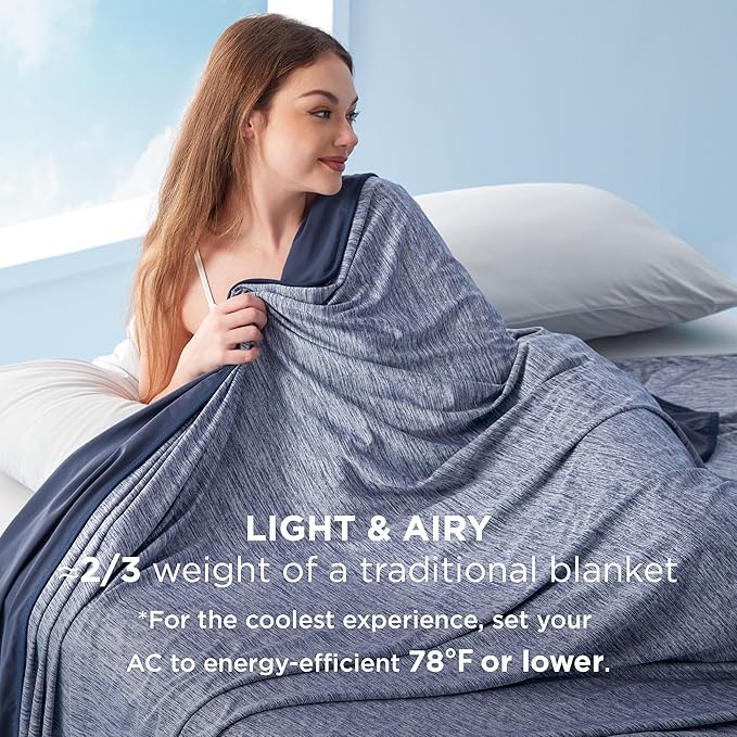 Bedsure Summer Cooling Blanket King Size for Hot Sleepers with Sports Mesh Design, Arc-Chill Q-Max 0.4 Lightweight Breathable Ice Cold Blanket for Night Sweats, 108 x 90 Inches, Mesh Navy-StrideForce Fitness