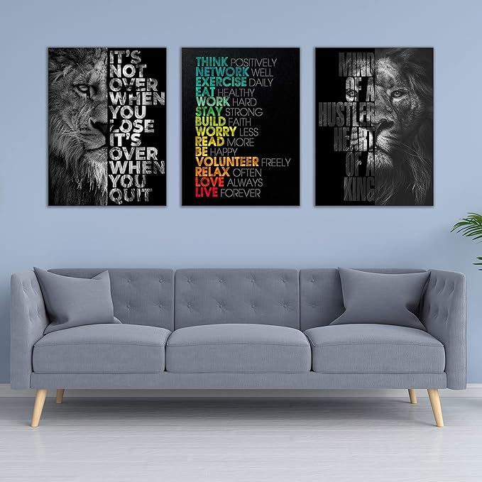 Motivational Canvas Painting Wall Art Execution Grind Hustle Inspirational Wall Art Success Entrepreneur Poster Positive Quotes Wall Poster Framed for Home Office Wall Decor[60''Wx 28''H]-StrideForce Fitness