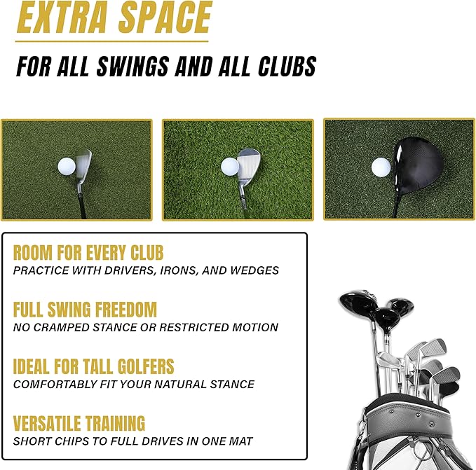6x4ft Extra Large & 5x4ft Extra Thick Premium Golf Mat | Golf Mats Practice Indoor, Outdoor, or with Simulator/Net | Durable Golf Hitting Mat with Tees-StrideForce Fitness