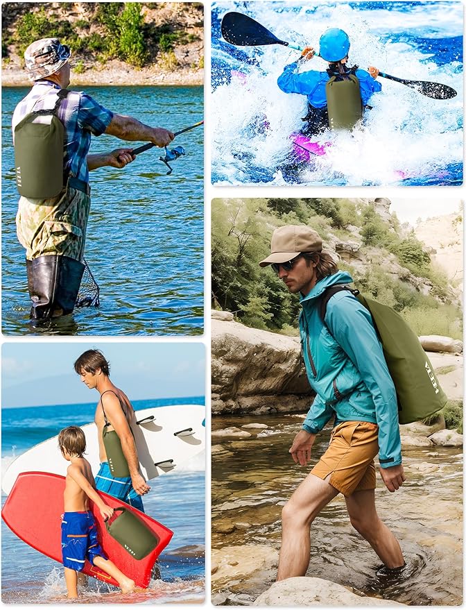 HEETA Waterproof Dry Bag for Women Men(Upgraded Version) 5L/10L/20L/30L/40L Roll Top Lightweight Dry Storage Bag Backpack with Emergency Whistle for Travel, Swimming, Boating, Kayaking, Camping, Beach-StrideForce Fitness