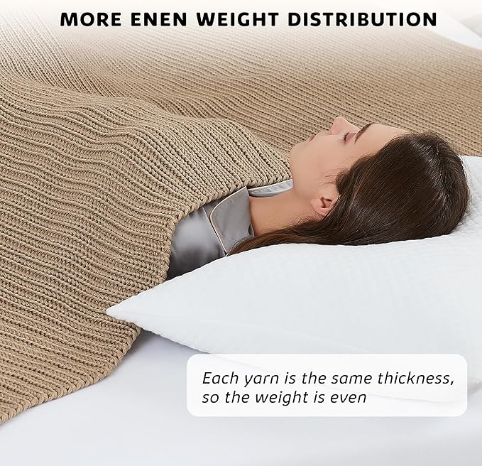 L'AGRATY Knitted Weighted Blanket - 60"x80" 15lbs Cooling Chunky Knit Heavy Blanket for Adults Braided Crochet Throw Thick Cable Yarn Knit Decorative No Beads Evenly Weighted Machine Washable-StrideForce Fitness