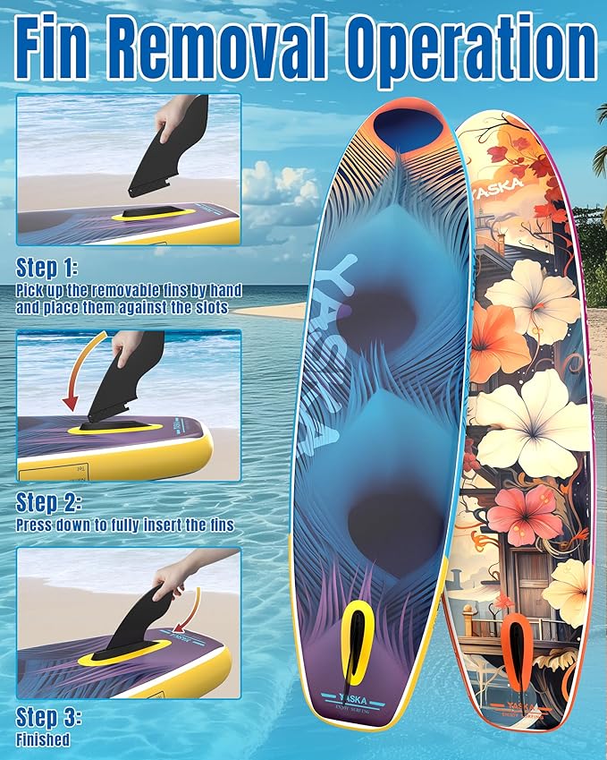YASKA Inflatable Stand Up Paddle Board - 11ft Extra Wide Paddleboard with Premium SUP Board Accessories,Camera Mount,Non-Slip EVA Deck,5 Handles,Youth/Adult-StrideForce Fitness