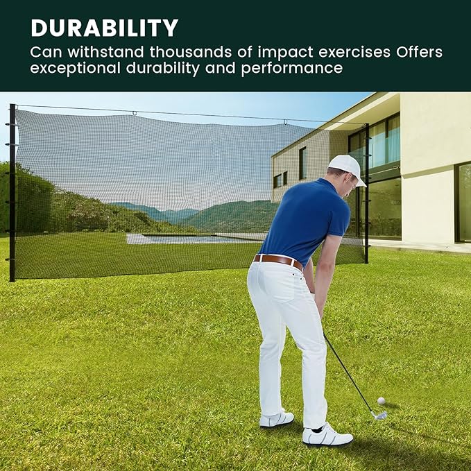 Sports Netting,Hitting Net with 33Feet Nylon Rope for Golf, Baseball, Hockey, Soccer, LAX and More-StrideForce Fitness