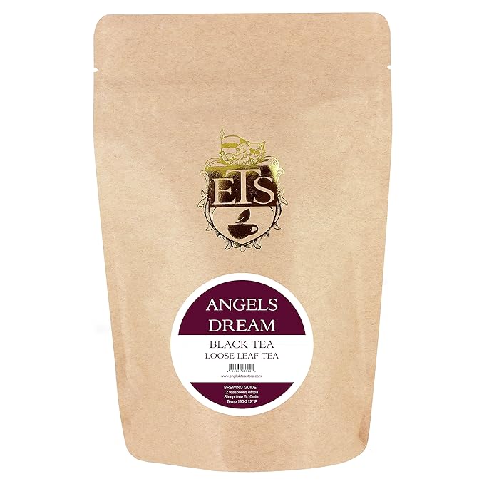 English Tea Store Angels Dream - Black Tea | Loose Leaf Pouches - 4oz | Maple and Wild Blackberry Flavored Blend | Assam Sri Lanka and Formosa Tea Fusion | Sweet Fruity Tea-StrideForce Fitness