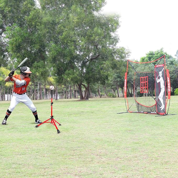 Baseball Tee Batting Tee Softball Tee Portable Travel Hitting Tee,Easy Adjustable Height,Stable Tripod Stand-StrideForce Fitness