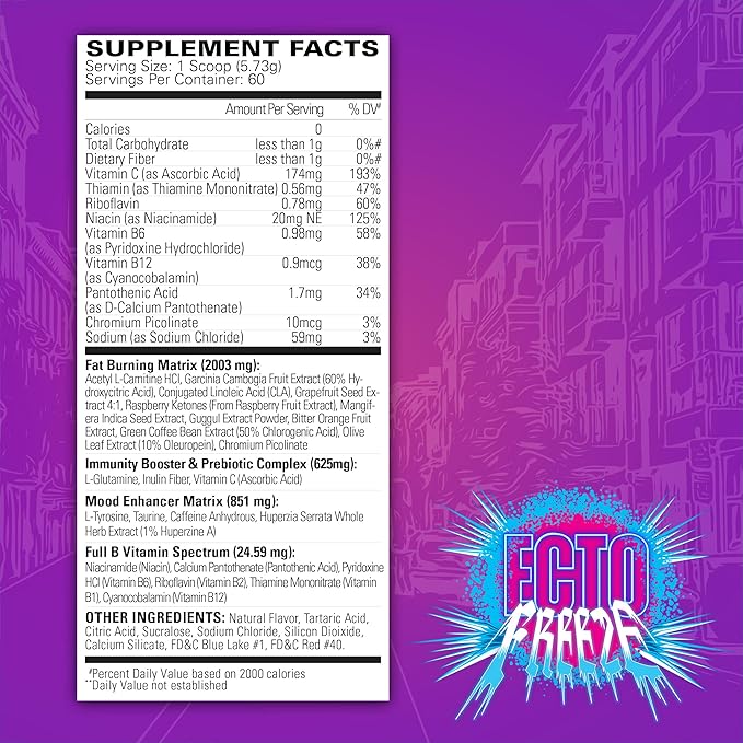 EHP Labs x Ghostbusters OxyShred Pre Workout Powder Supplement - Preworkout Powder with Acetyl L Carnitine, Energy Boost Drink - Ecto Freeze, 60 Servings-StrideForce Fitness