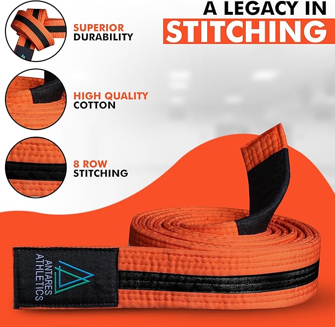 Brazilian Jiu Jitsu Belts Preshurunk Martial Arts Youth BJJ Belts for Girls & Boys with BJJ Ranking Stripes-StrideForce Fitness