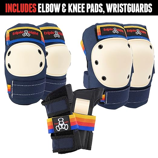 Triple Eight Saver Series 3-Pack Pad Set– Ideal for Skateboarding, In-line Skating, Roller Skating, and Biking-StrideForce Fitness