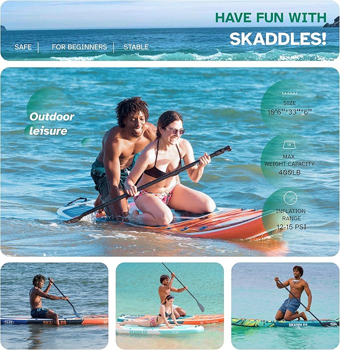 10’6’’ Portable Inflatable Stand Up Paddle Board (SUP) for Adults and Youth with Non-Slip Deck – Complete Accessories Kit, Perfect for Fishing, Yoga, Fitness & Family Fun-StrideForce Fitness