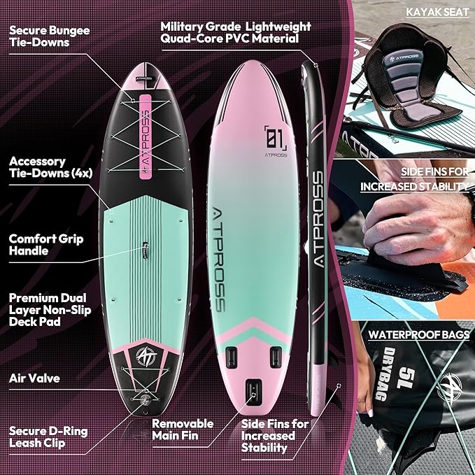 11'6"x35" Inflatable Paddle Board, 450lbs Extra Wide Stand Up Paddleboard for Adults with Premium SUP Accessories Kit & Backpack, Blow Up Kayak Non-Slip Stable Deck Boat for Yoga Fishing Surf-StrideForce Fitness