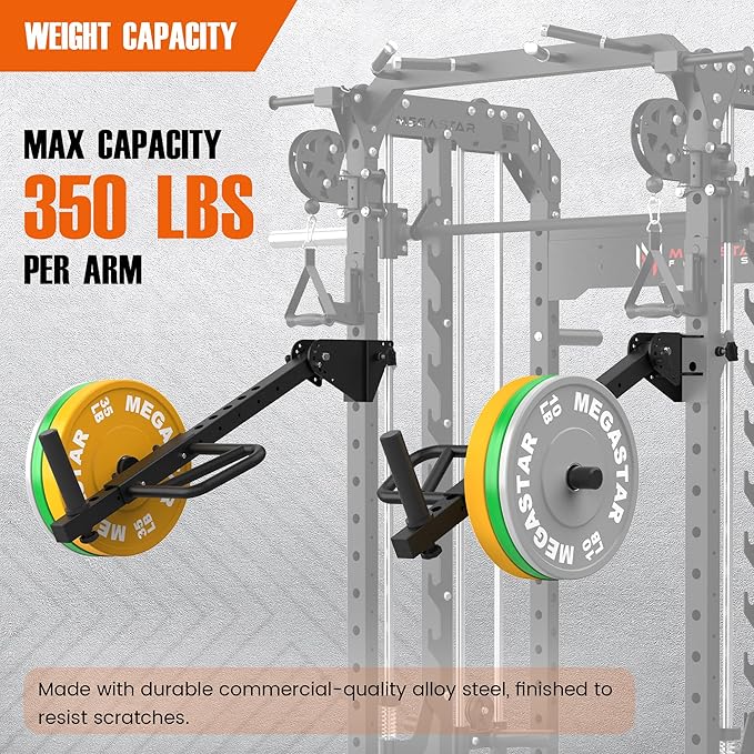 Adjustable Lever Arms, Power Rack Attachment for Full-Body Strength Training, Compatible with 2x2, 2x3, 3x3 Racks, Fits 1’’ & 2’’ Weight Plates, 350LB Capacity, Multi-Grip Handles, TK800-StrideForce Fitness