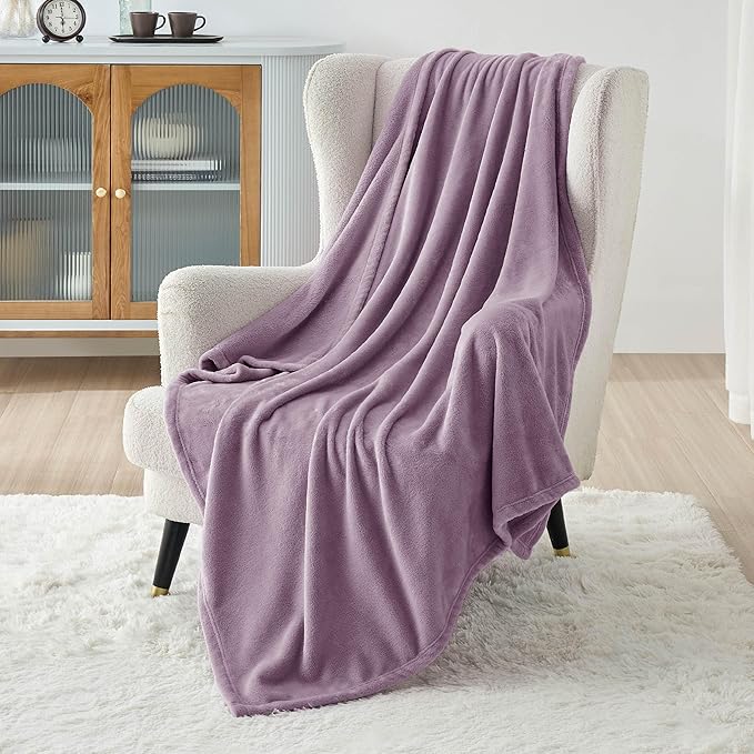 Bedsure Fleece Throw XL Blanket Fog Purple - 300GSM Soft Lightweight Plush Cozy Blankets for Bed, Sofa, Couch, Travel, Camping, 50x70 inches-StrideForce Fitness