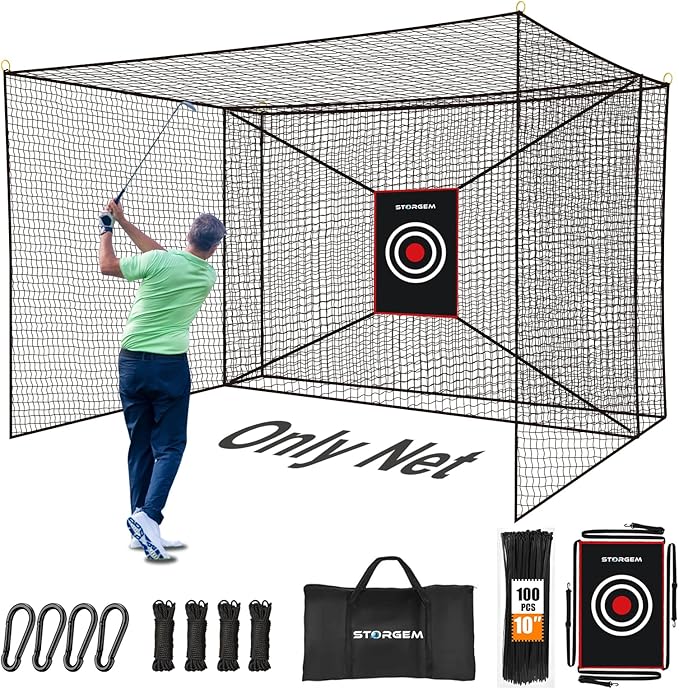 Storgem Golf Batting Cage Net with Extra Striking Net, Net Only, Heavy Duty Golf Hitting Practice Net, Backyard Batting Cage for Sports Training-StrideForce Fitness