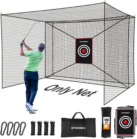Storgem Golf Batting Cage Net with Extra Striking Net, Net Only, Heavy Duty Golf Hitting Practice Net, Backyard Batting Cage for Sports Training-StrideForce Fitness