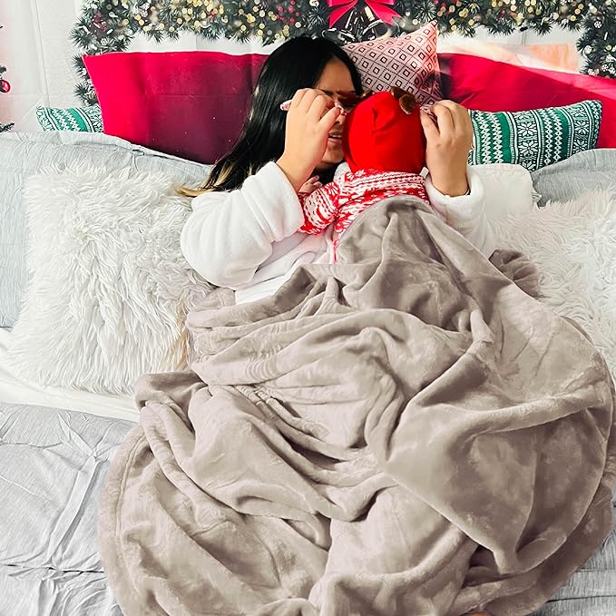 Bedsure Fleece Throw Blanket for Couch Oxford Tan - Lightweight Plush Fuzzy Cozy Soft Blankets and Throws for Sofa, 50x70 inches-StrideForce Fitness