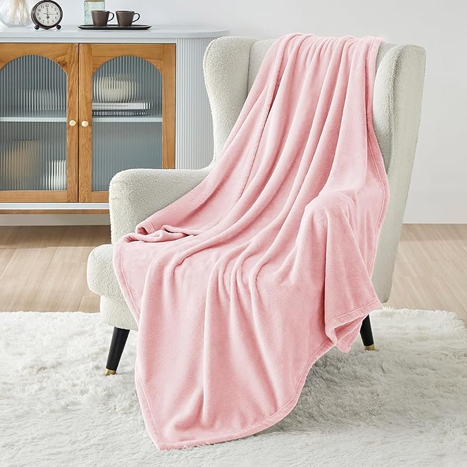 Bedsure Pink Fleece Throw Blanket for Couch - 300GSM Cozy Soft Blankets for Women, Cute Small Fleece Throws for Girls, Pink Home Decor Gifts, 50x60 Inches-StrideForce Fitness