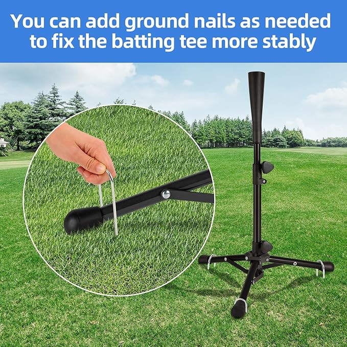 Baseball Tee For Kids, Easy Adjustable Batting Tee From 20.85 to 31.30 Inches. Foldable and Stable Baseball Tees for Hitting with Portable Bag. Softball Tee for Children Aged 3-10 Baseball Training.-StrideForce Fitness