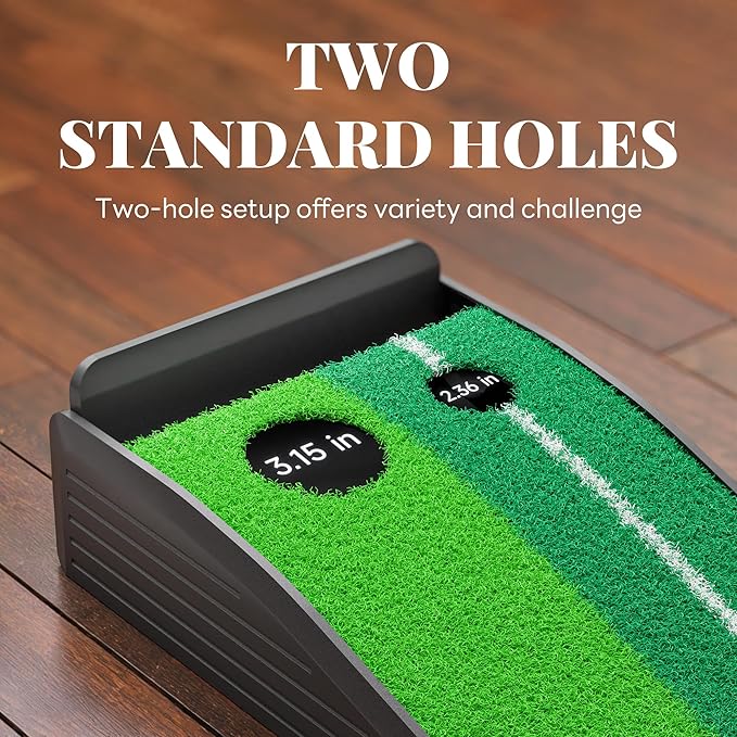 Golf Putting Green Indoor Putting Mat Golf Practice Green for Indoor Training Matt Set with Auto Ball Return, Men's Gifts Accessories for Golfers, Home Office Backyard Use, with 3 Balls-StrideForce Fitness