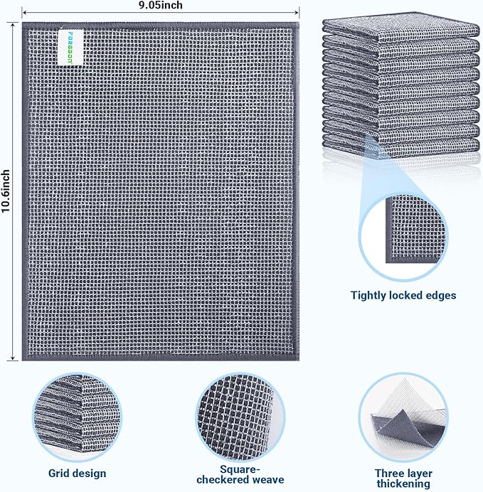 10 Pcs New Upgrade 3-Layer Non Scratch Wire Dishcloth,Wire Dishwashing Rag, Non-Scratch Wire Dishwashing Rags for Wet and Dry, Kitchen Cleaning Dish Rags for Cookware,Sinks, Dishes, Stove-StrideForce Fitness