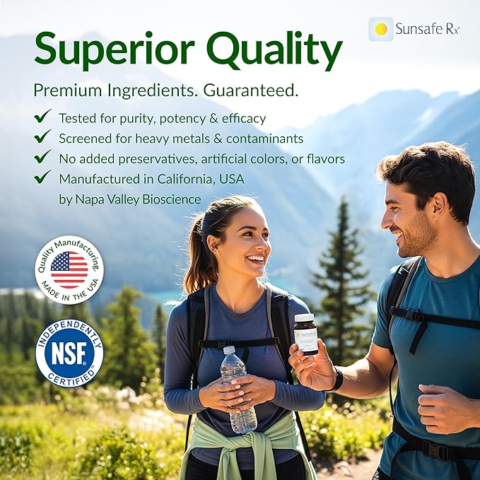 Sunsafe Rx Anti Aging Supplement: Natural Skin Protection Pills with Antioxidants for a Youthful Appearance & Eye Health + Vitamins, Minerals, & 250mg Polypodium Leucotomos (30 Capsules)-StrideForce Fitness