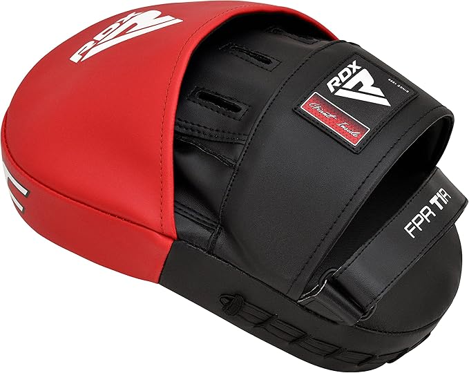 RDX Boxing Pads Focus Mitts, Maya Hide Leather Curved Hook and Jab Target Hand Pads, Great for MMA, Kickboxing, Martial Arts, Muay Thai, Karate Training, Padded Punching, Coaching Strike Shield-StrideForce Fitness