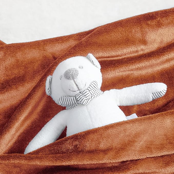 Bedsure Bedding Fleece Blanket for Girls and Boys - Soft Cozy Cute Small Throw Blankets for Travel, 43x55 Inches, Burnt Orange-StrideForce Fitness