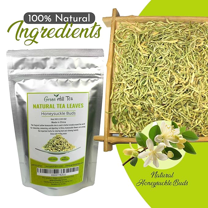 Greenhilltea traditional health herbs, Honey suckle dried herbal tea honeysuckle 2 OZ (56 grams)-StrideForce Fitness
