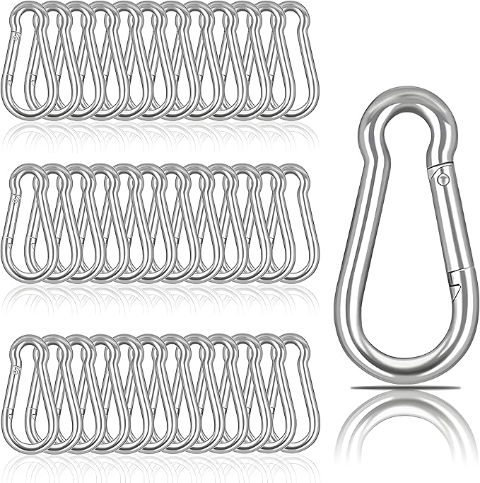 M6 Spring Snap Hook Carabiners, Carabiner Clip, Heavy Duty Galvanized Steel Spring Clip, Quick Link Key Chain for Swing Hammock Gym Outdoor, Holding Capacity-StrideForce Fitness
