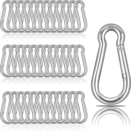 M6 Spring Snap Hook Carabiners, Carabiner Clip, Heavy Duty Galvanized Steel Spring Clip, Quick Link Key Chain for Swing Hammock Gym Outdoor, Holding Capacity-StrideForce Fitness
