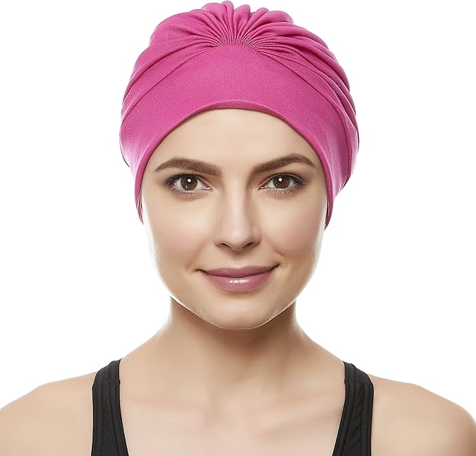 BEEMO Swim Caps for Women Swimming Turban Polyester Latex Lined Pleated for Ladies-StrideForce Fitness