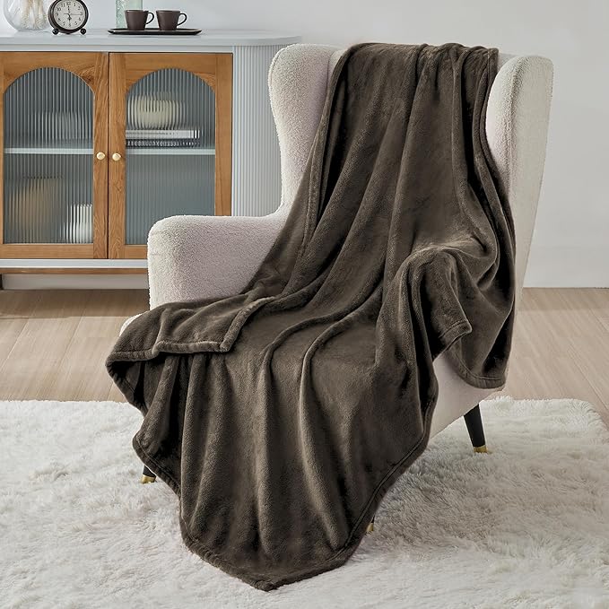 Bedsure Fleece Throw XL Blanket Brown - 300GSM Soft Lightweight Plush Cozy Blankets for Bed, Sofa, Couch, Travel, Camping, 50x70 inches-StrideForce Fitness