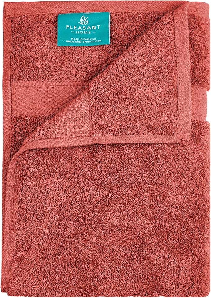 Pleasant Home Bath Towels Set of 6 (24” x 50”) 100% Cotton, 515 GSM | Lightweight, Soft & Absorbent Luxury Towels for Bathroom | for Gym, Pool & Spa | 6 Pack, Red-StrideForce Fitness