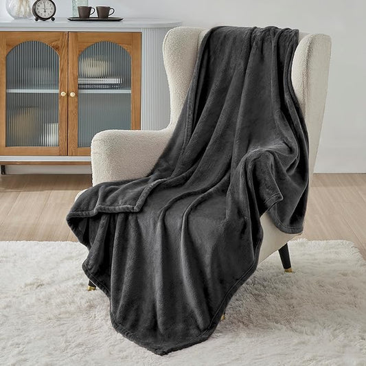 Bedsure Charcoal Fleece Blanket 50x70 Blanket - 300GSM Soft Lightweight Plush Cozy Blankets for Bed, Sofa, Couch, Travel, Camping-StrideForce Fitness