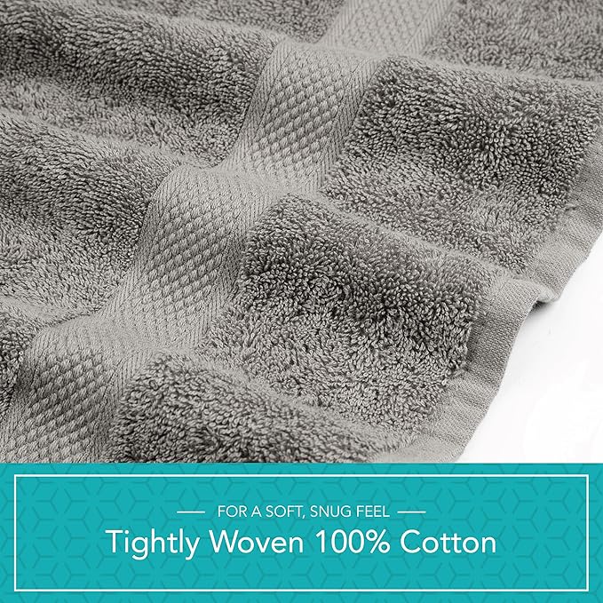 Pleasant Home Bath Towels Set of 6 (24” x 50”) 100% Cotton, 515 GSM | Lightweight, Soft & Absorbent Luxury Towels for Bathroom | for Gym, Pool & Spa | 6 Pack, Gray-StrideForce Fitness