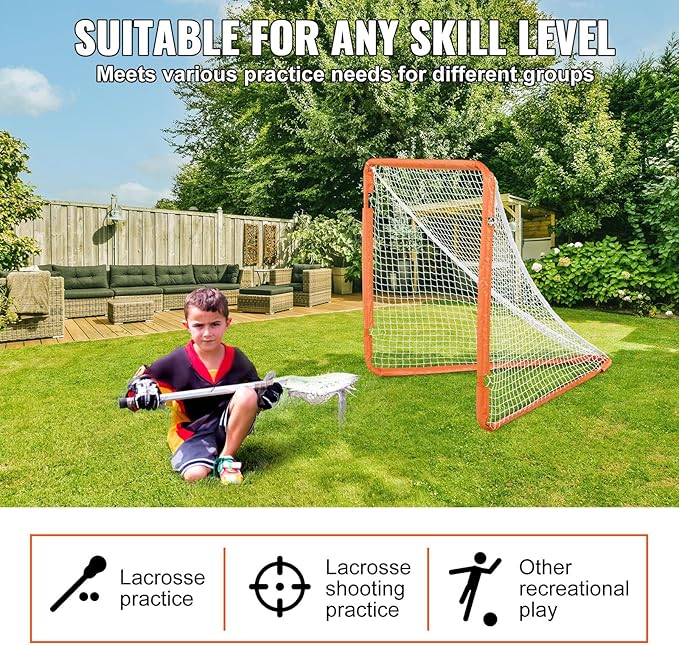 VEVOR Portable Lacrosse Goal - Complete Training Accessory Set with Extended Coverage for Youth and Adults-StrideForce Fitness