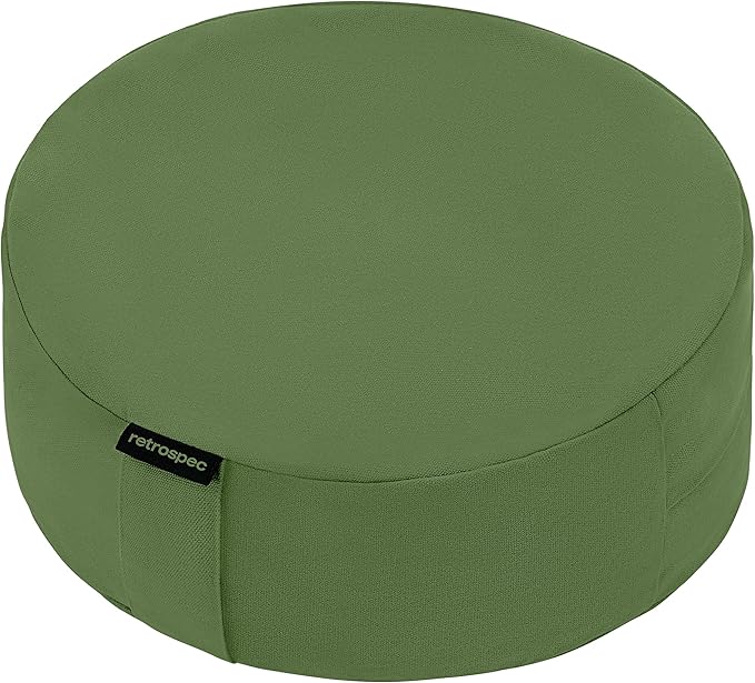 Retrospec Sedona Zafu Meditation Cushion Filled w/Buckwheat Hulls - Yoga Pillow for Meditation Practices - Machine Washable 100% Cotton Cover & Durable Carry Handle, Round-StrideForce Fitness