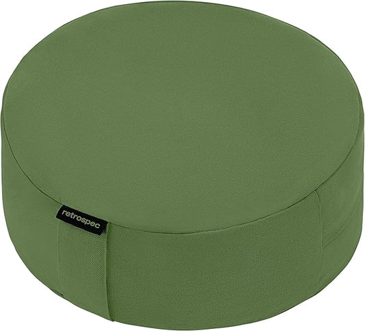 Retrospec Sedona Zafu Meditation Cushion Filled w/Buckwheat Hulls - Yoga Pillow for Meditation Practices - Machine Washable 100% Cotton Cover & Durable Carry Handle, Round-StrideForce Fitness