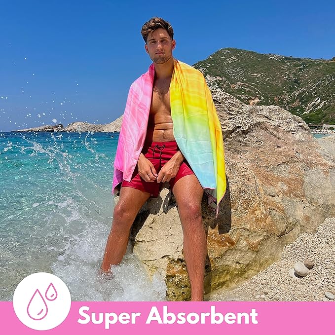 ECCOSOPHY Microfiber Beach Towel - Sand Free Towels are Quick Dry, Light Weight, Super Absorbent - Perfect Pool, Travel, Cruise, Camping Essentials - Oversized Extra Large for Adults 71x35 in-StrideForce Fitness