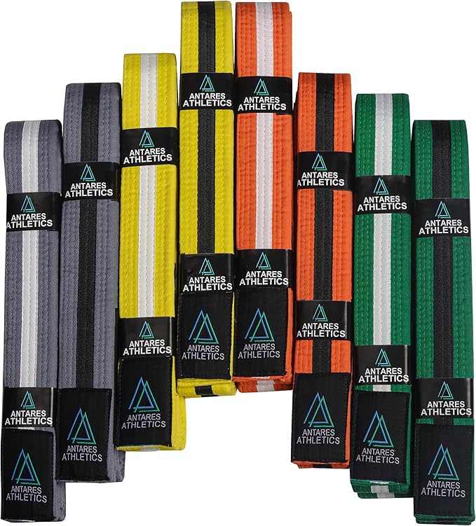 Brazilian Jiu Jitsu Belts Preshurunk Martial Arts Youth BJJ Belts for Girls & Boys with BJJ Ranking Stripes-StrideForce Fitness