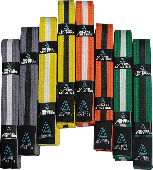 Brazilian Jiu Jitsu Belts Preshurunk Martial Arts Youth BJJ Belts for Girls & Boys with BJJ Ranking Stripes-StrideForce Fitness
