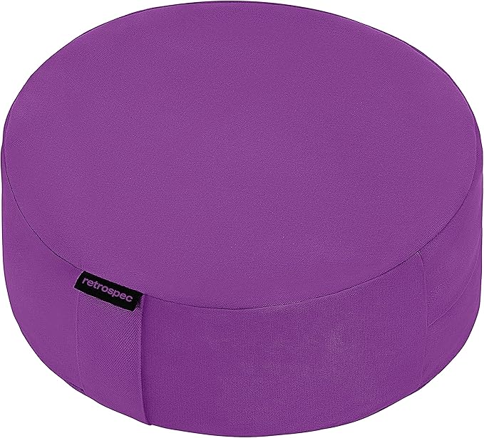 Retrospec Sedona Zafu Meditation Cushion Filled w/Buckwheat Hulls - Yoga Pillow for Meditation Practices - Machine Washable 100% Cotton Cover & Durable Carry Handle, Round-StrideForce Fitness